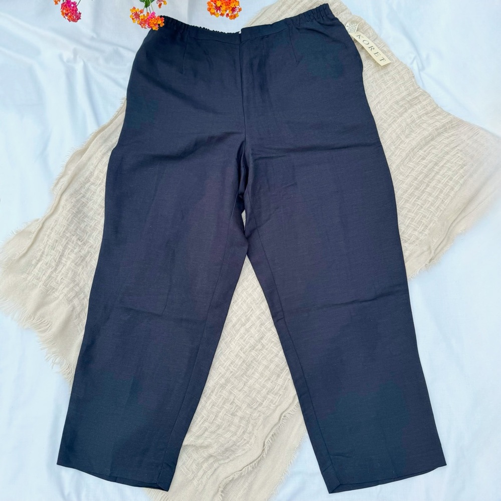 NWT Vintage Koret Petites Pull On Linen Blend Pants